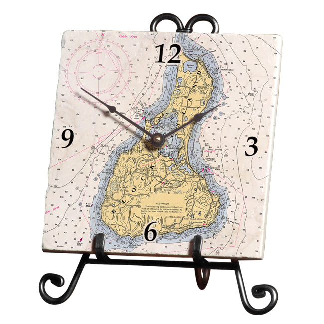 Block Island, RI - Marble Desk Clock