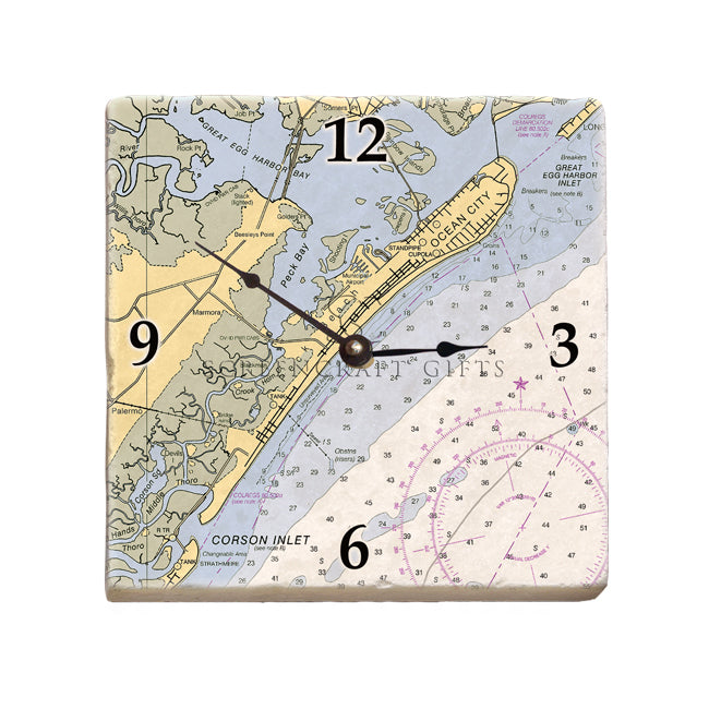 Ocean City, NJ- Marble Desk Clock