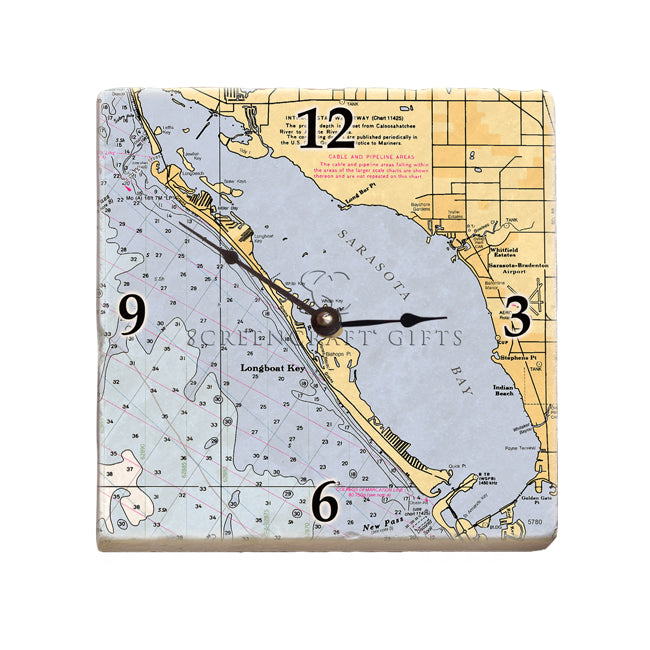 Longboat Key, FL - Marble Desk Clock