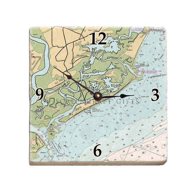 Folly Beach, SC - Marble Desk Clock