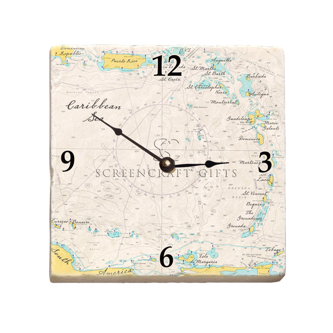 The Caribbean Sea- Marble Desk Clock