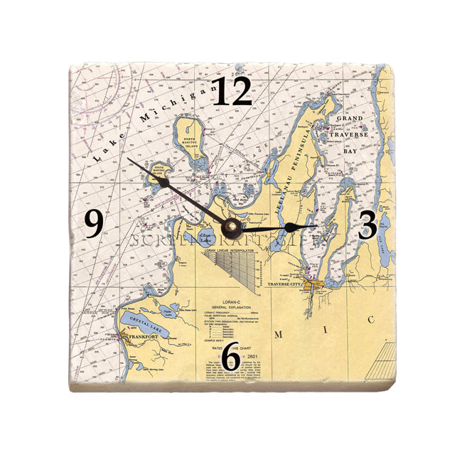 Traverse City, MI -  Marble Desk Clock