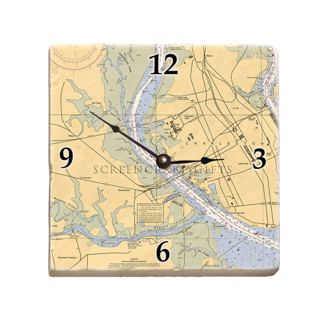 Ashley River, SC- Marble Desk Clock