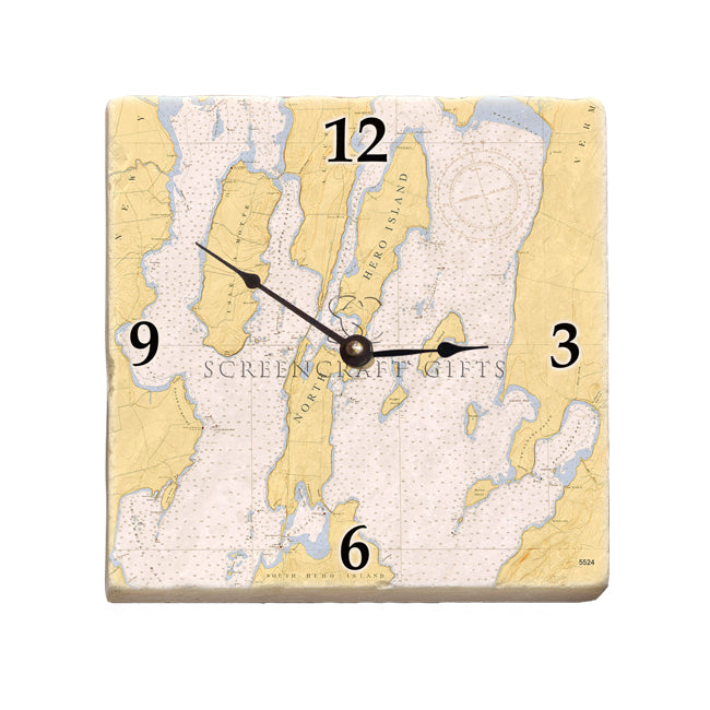 North Hero, VT - Marble Desk Clock