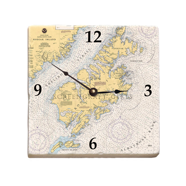 Kodiak Island, AK - Marble Desk Clock