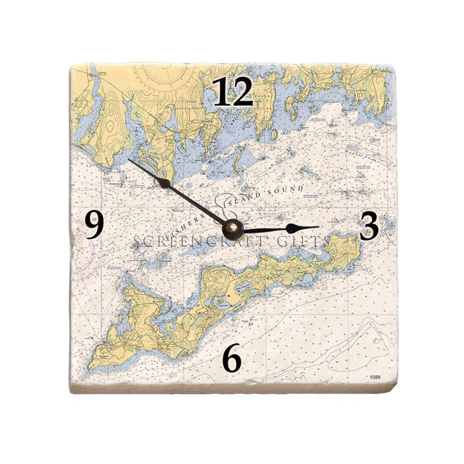 Fishers Island, NY - Marble Desk Clock