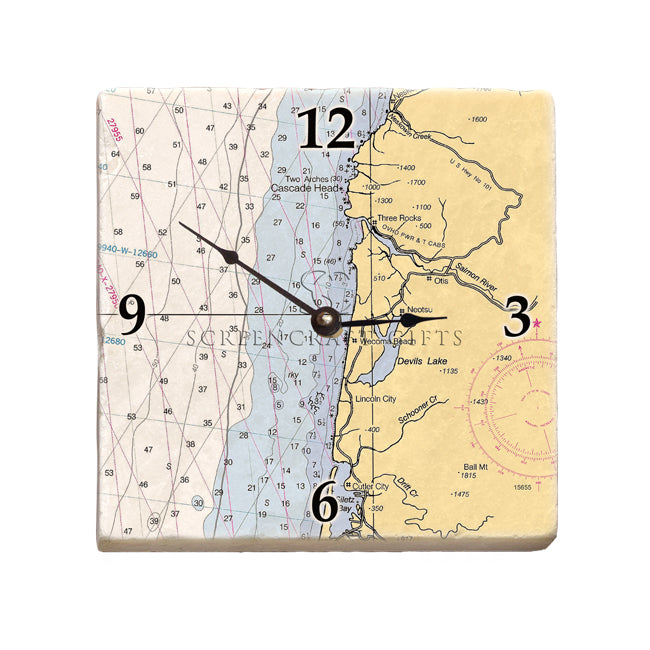 Lincoln City, OR - Marble Desk Clock