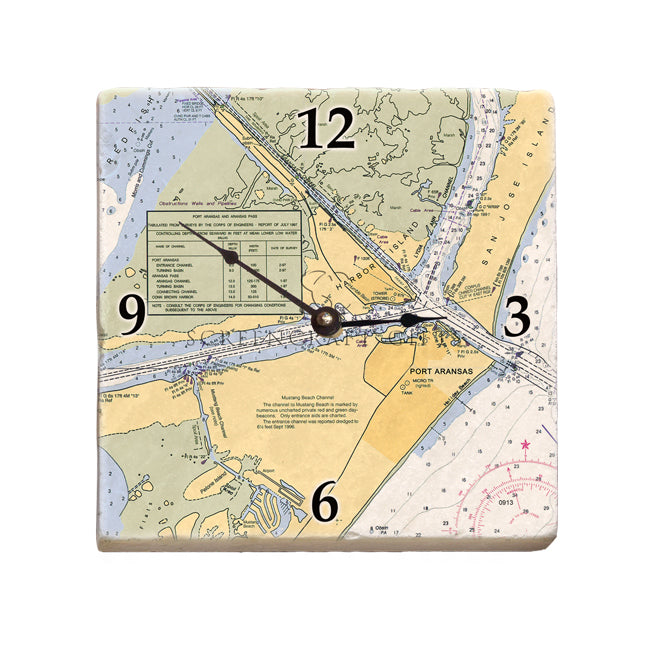 Port Aransas, TX - Marble Desk Clock