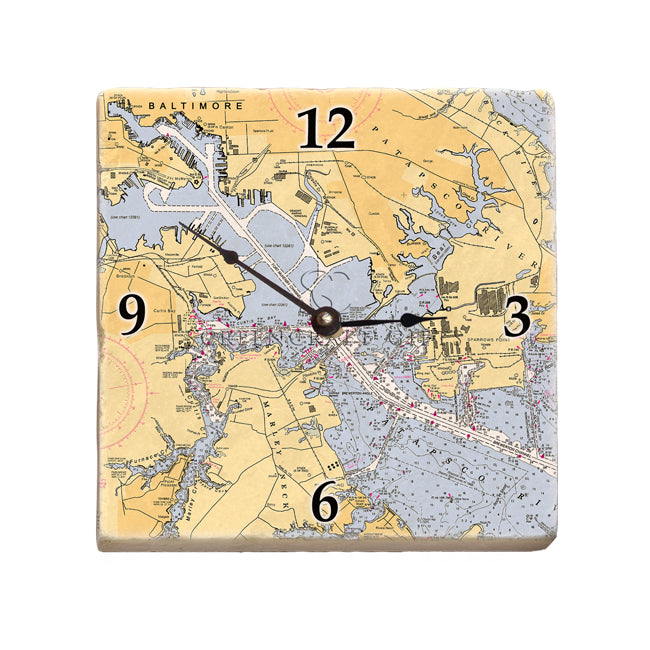 Baltimore, MD - Marble Desk Clock