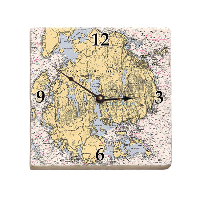 Mount Desert Island, ME - Marble Desk Clock