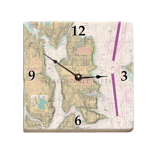 Bainbridge Island, WA -  Marble Desk Clock