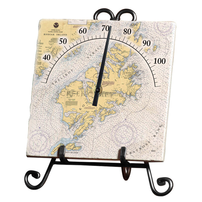 Kodiak Island, AK - Marble Thermometer