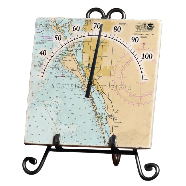 Siesta Key, FL - Marble Thermometer