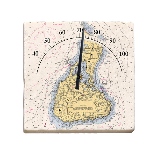 Block Island, RI - Marble Thermometer