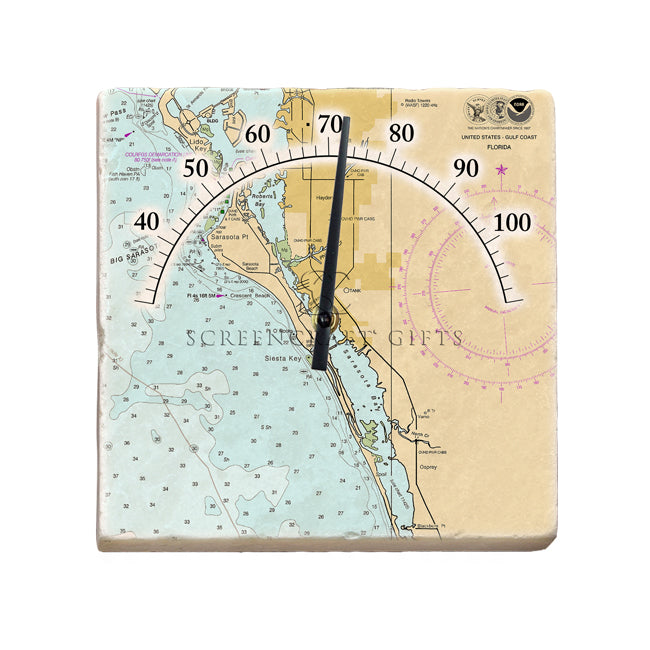 Siesta Key, FL - Marble Thermometer