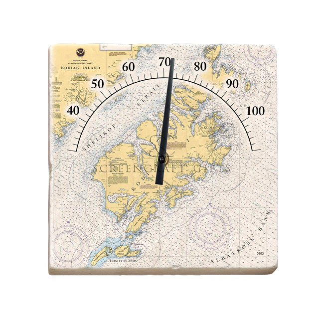 Kodiak Island, AK - Marble Thermometer