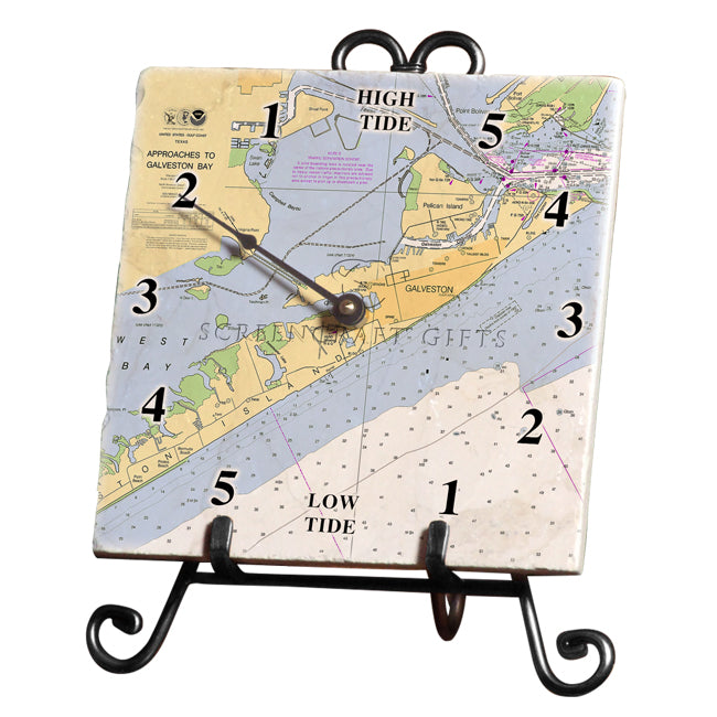 Galveston, TX - Marble Tide Clock