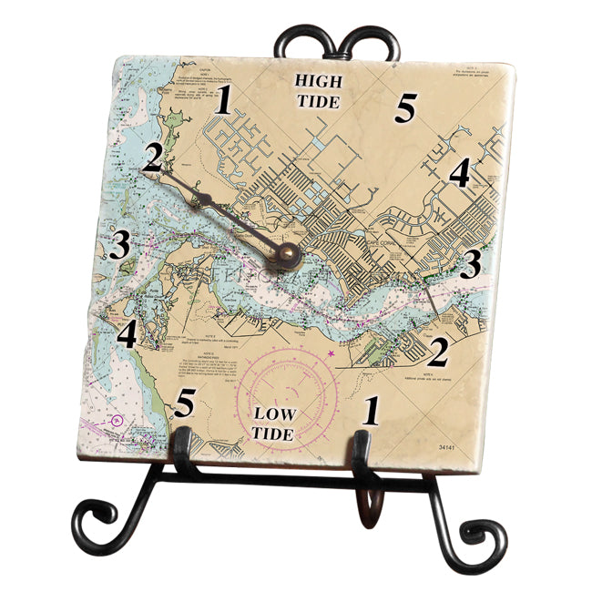 Cape Coral, FL - Marble Tide Clock