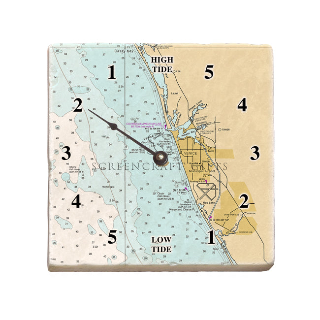 Venice, FL - Marble Tide Clock