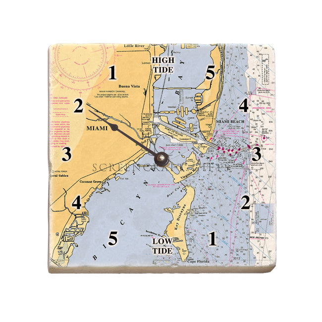Miami, FL - Marble Tide Clock