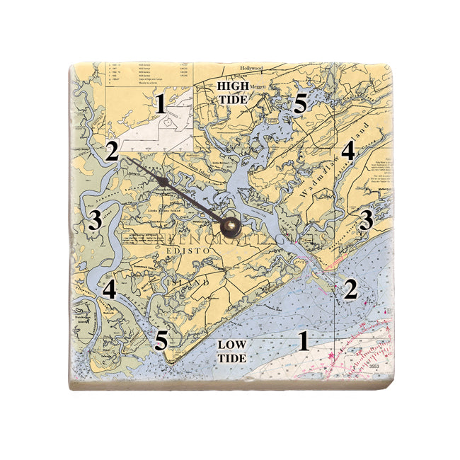 Edisto Island, SC - Marble Tide Clock