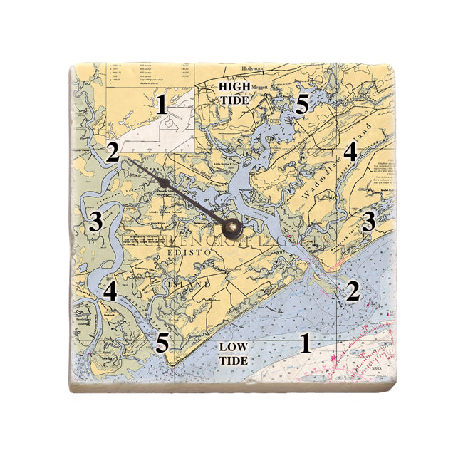 Edisto Island, SC Marble Tide Clock ScreenCraftGifts