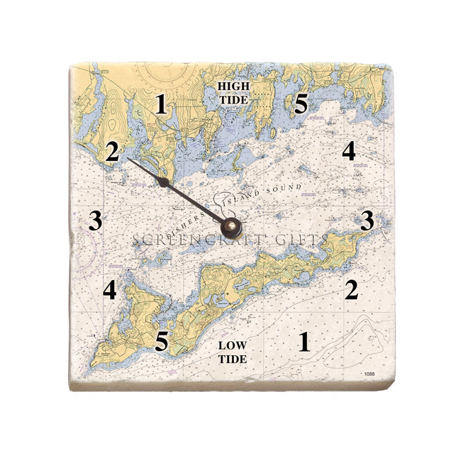 Fishers Island, NY - Marble Tide Clock