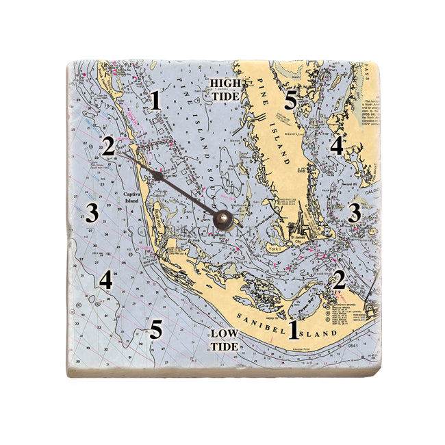 Sanibel Island, FL  - Marble Tide Clock