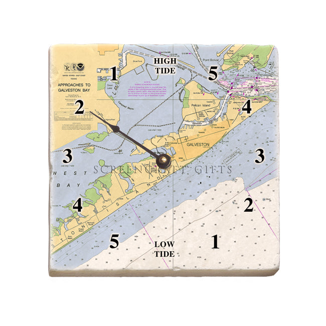 Galveston, TX - Marble Tide Clock