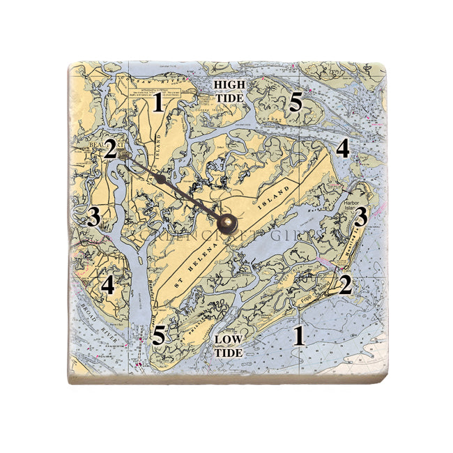 St. Helena, SC - Marble Tide Clock