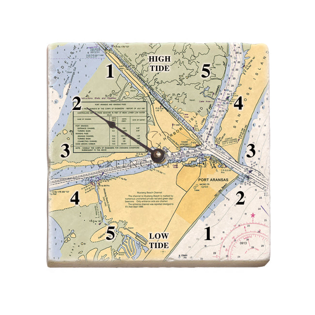 Port Aransas, TX - Marble Tide Clock