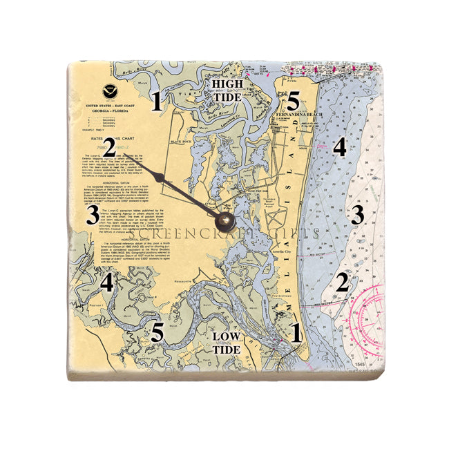 Amelia Island, FL - Marble Tide Clock