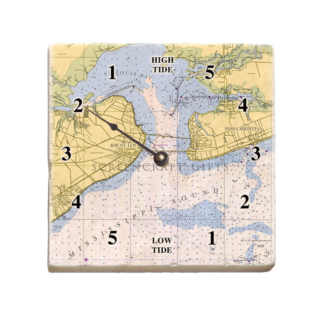 St. Louis Bay, MS - Marble Tide Clock