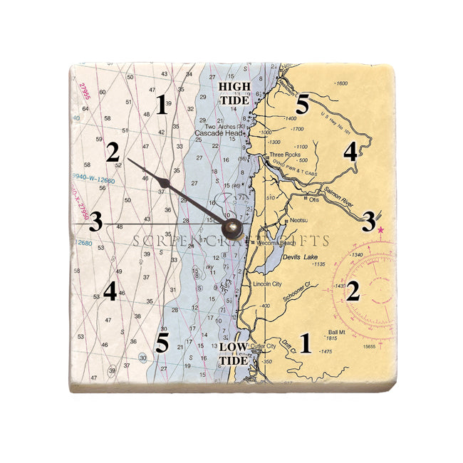 Lincoln City, OR - Marble Tide Clock