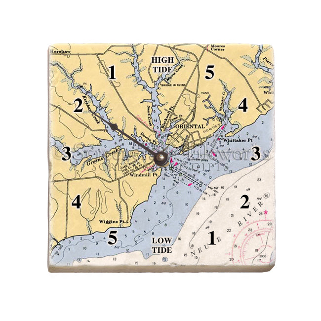 Oriental, NC - Marble Tide Clock