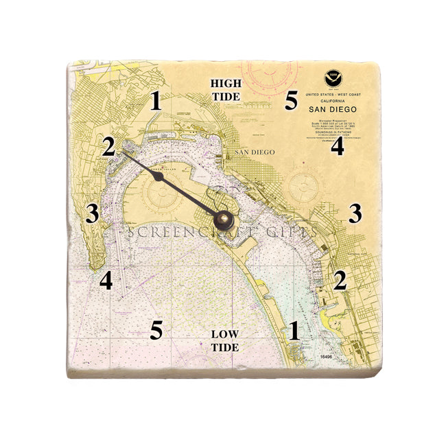 San Diego, CA -  Marble Tide Clock