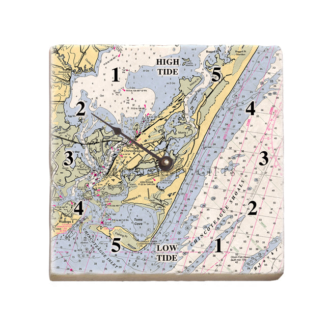 Chincoteague, VA - Marble Tide Clock