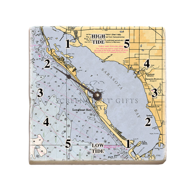 Longboat Key, FL - Marble Tide Clock