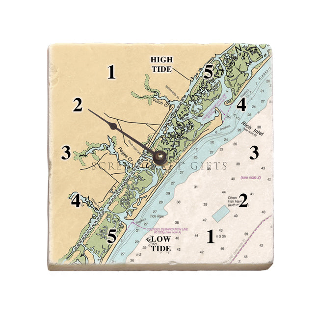 Figure Eight Island, NC - Marble Tide Clock
