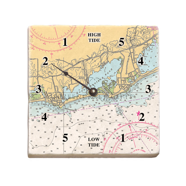 Quonochontaug, RI - Marble Tide Clock