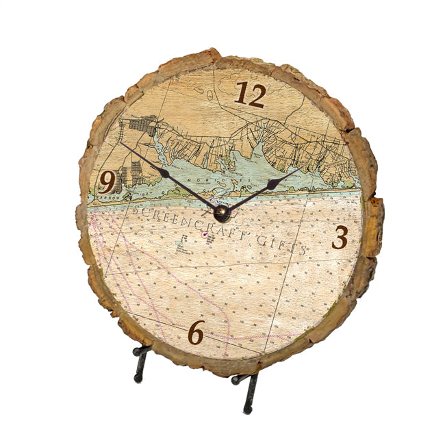 Moriches Bay, NY - Wood Clock