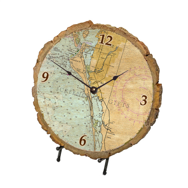 Siesta Key, FL - Wood Clock