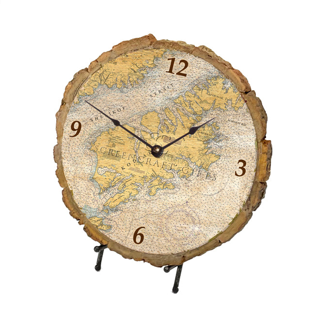 Kodiak Island, AK - Wood Clock