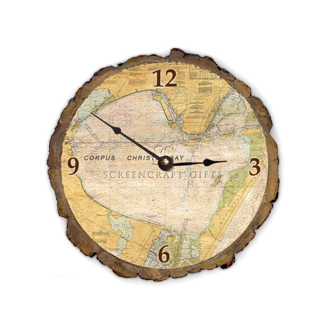 Corpus Christi Bay, TX - Wood Clock