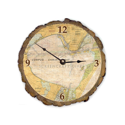 Corpus Christi Bay, TX - Wood Clock
