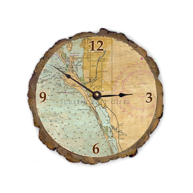 Siesta Key, FL - Wood Clock