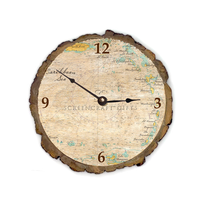 The Caribbean Sea- Wood Clock