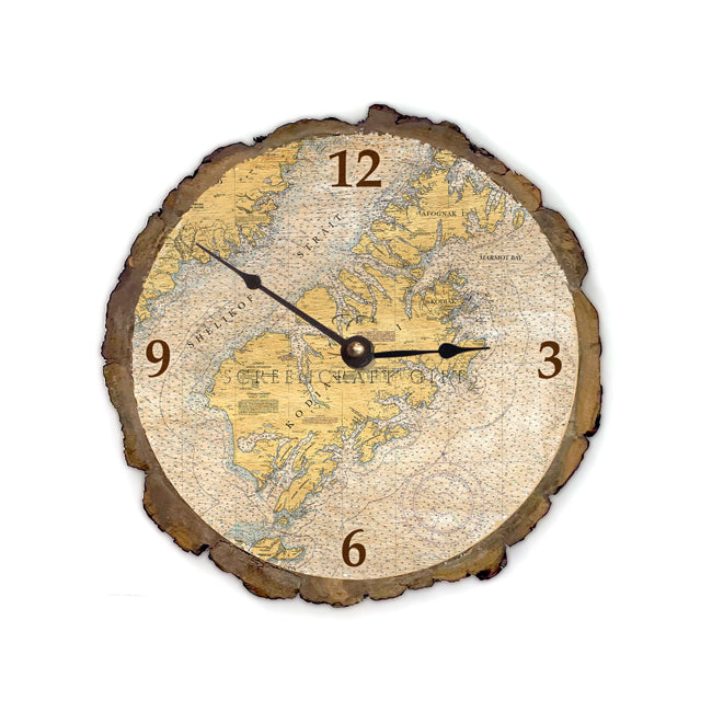 Kodiak Island, AK - Wood Clock