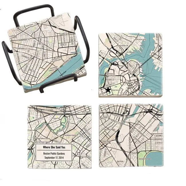Create Your Own Map! - Modern Map Marble Coaster Set