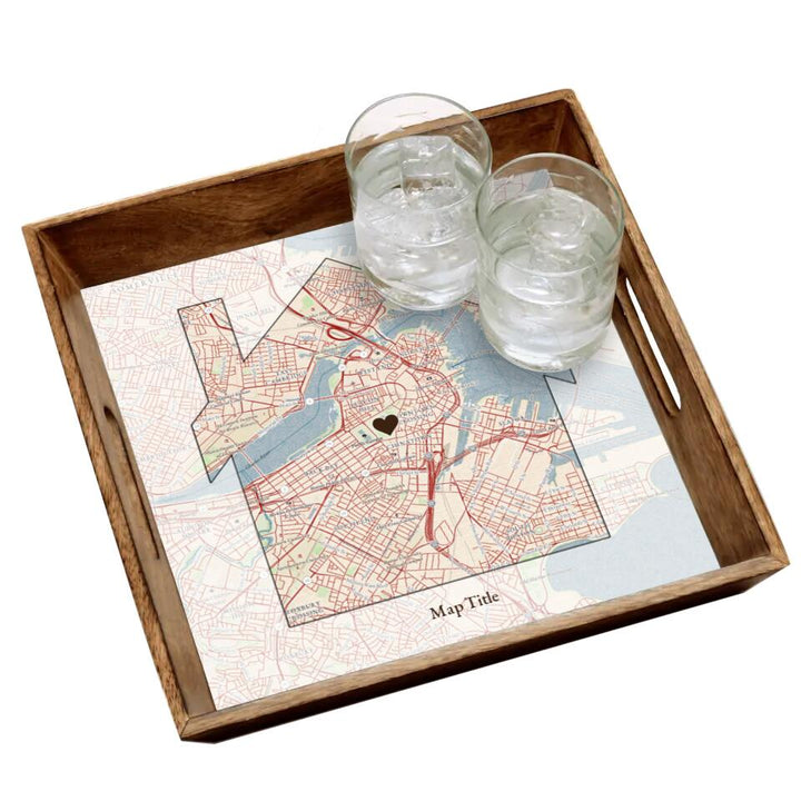 Home Is Where The Heart Is - Natural Tray and Coaster Gift Set